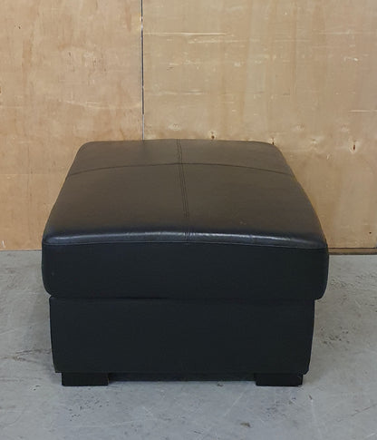 Large Black Faux Leather Ottoman / Pouffe - 104827