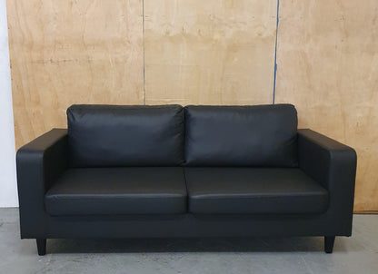 Black Faux Leather 2 Seater Sofa - 104863