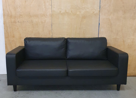 Black Faux Leather 2 Seater Sofa - 104863