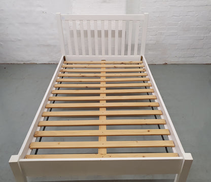 Small Double / Queen Size White Wooden Bedframe - 191124-11