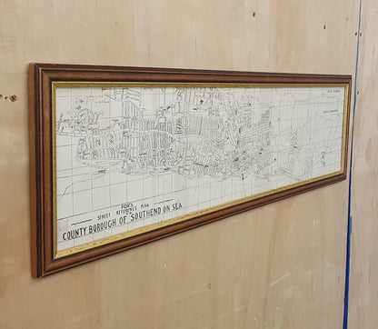 Large Southend on Sea Map in Wooden Frame - 050425-01