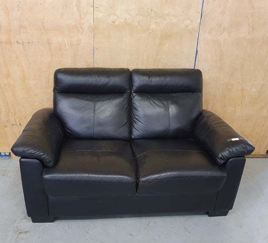 Black Faux Leather 2 Seater Sofa - 102777