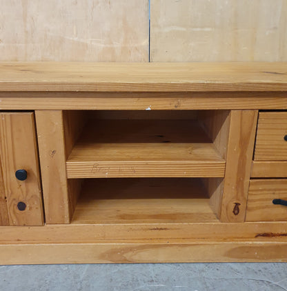 Pine TV Stand with 1 Door 2 Drawers and Centre Shelf - 104081