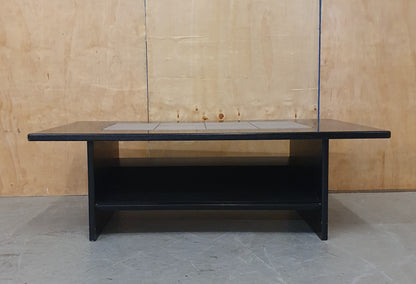 Black Wood Coffee Table with Grey Tiled Middle Area - 104838