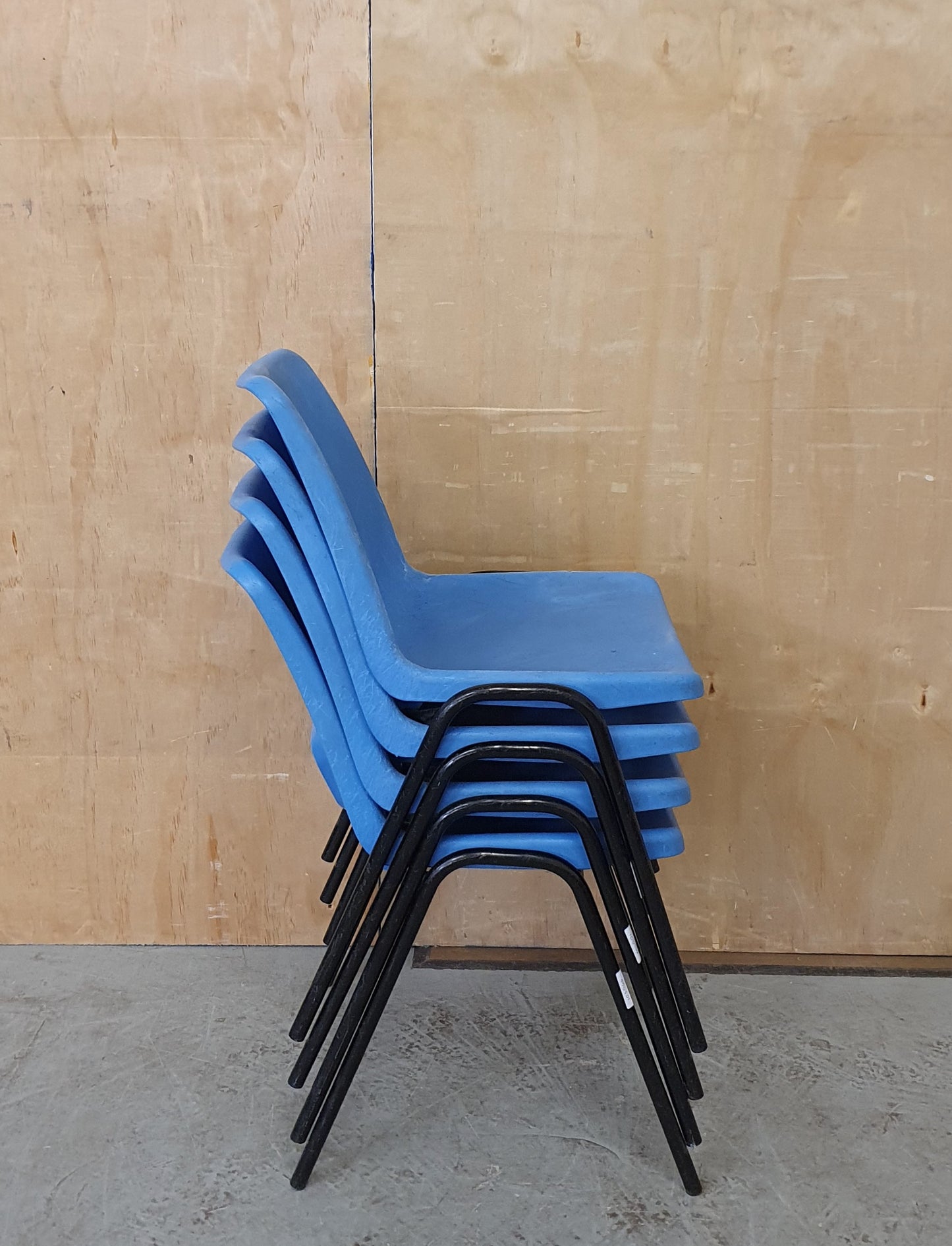 4 Matching Blue Plastic Stackable Chairs with Black Metal Legs - 103963/103964/103965/103966