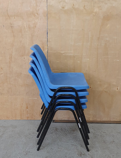 4 Matching Blue Plastic Stackable Chairs with Black Metal Legs - 103963/103964/103965/103966