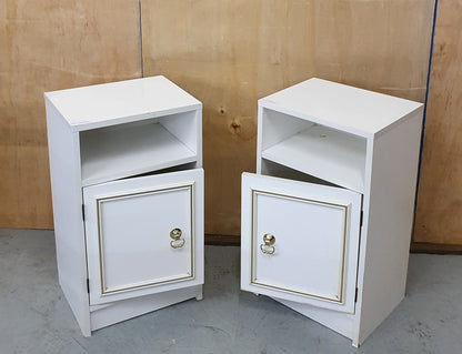 2 Matching White Wood Bedside Cabinets with Gold Trim - EL101459 / EL101460