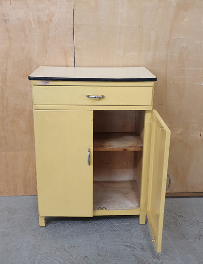 Vintage Small 2 Door 1 Drawer Free Standing Wood Kitchen Cabinet - 104033