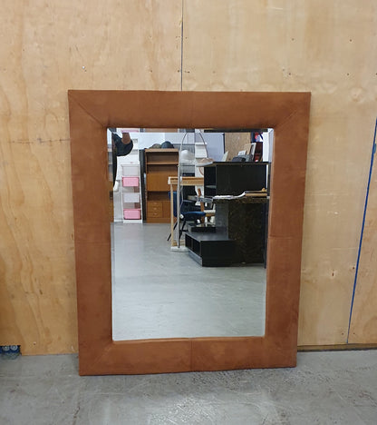 Large Brown Suede Hanging Mirror - 104817