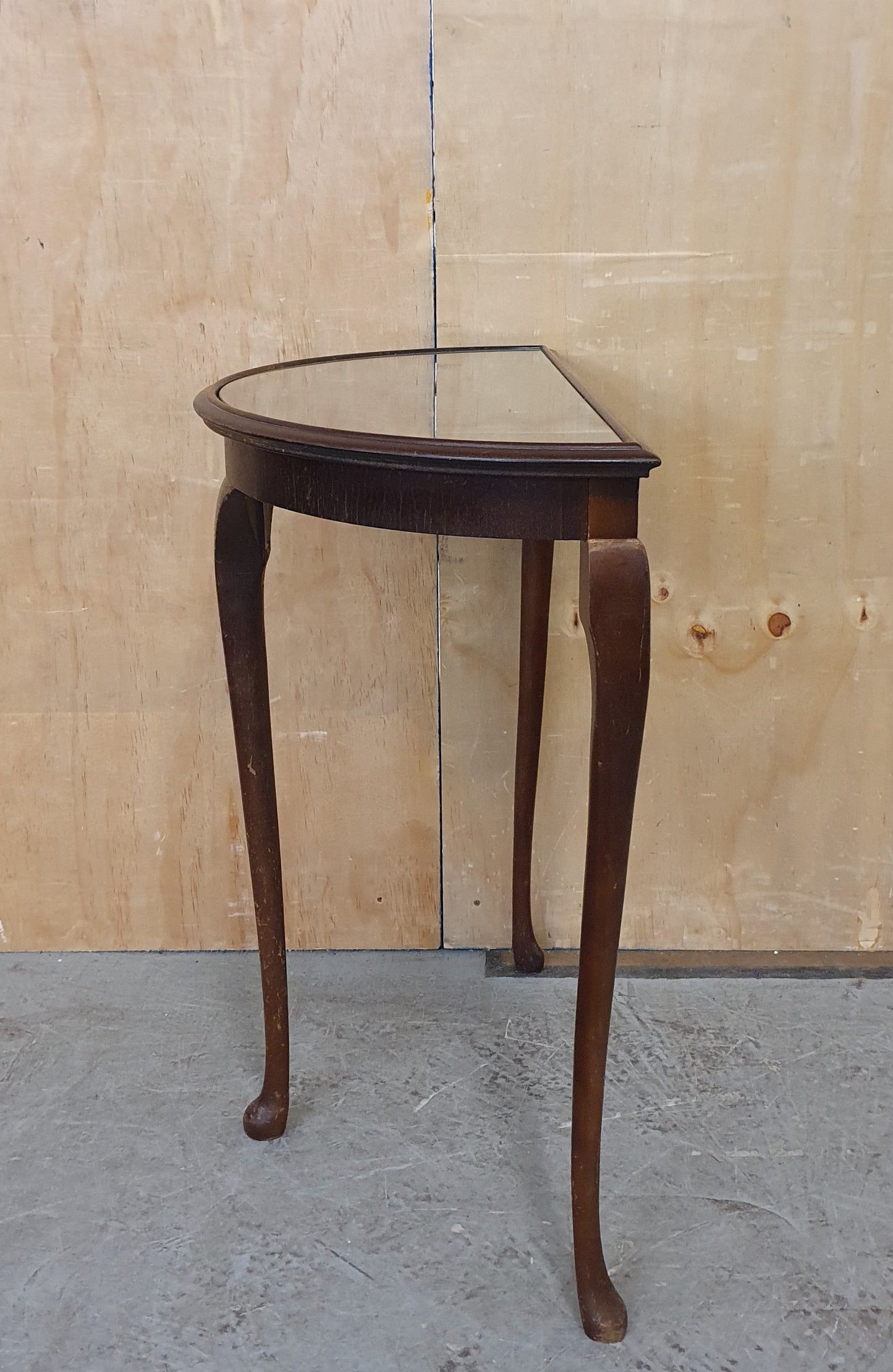 Mahogany Half Moon Glass Top Table with Cabriole Legs - 104900