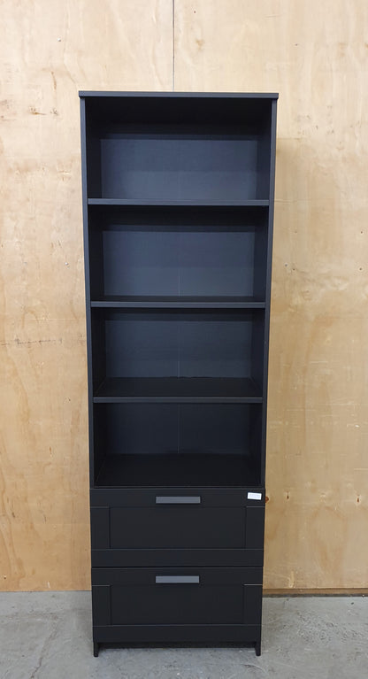 IKEA BRIMNES Tall Black Bookcase with 2 Bottom Drawers - 104792