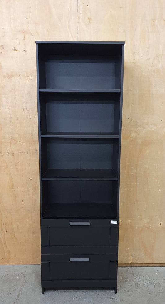 IKEA BRIMNES Tall Black Bookcase with 2 Bottom Drawers - 104792