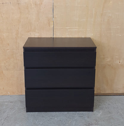 Small 3 Drawer Dark Brown Wood Chest of Drawers - EL104585