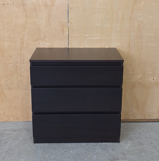 Small 3 Drawer Dark Brown Wood Chest of Drawers - EL104585