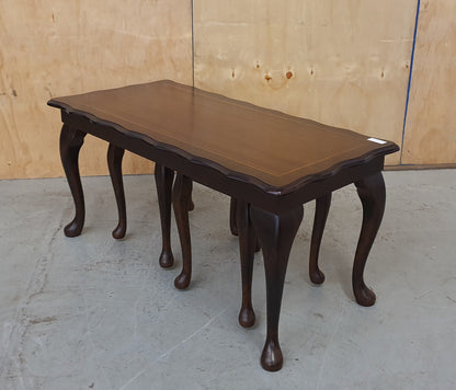 Mahogany Large Coffee Table with 2 Small Nest of Tables and Cabriole Legs - EL102783