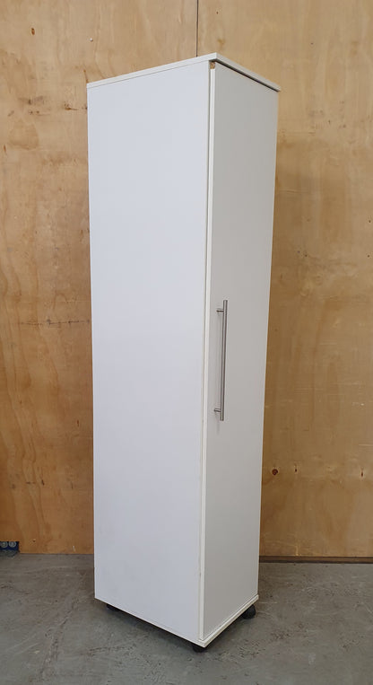 White Wood Single Door Wardrobe with 3 Internal Shelves - 104622