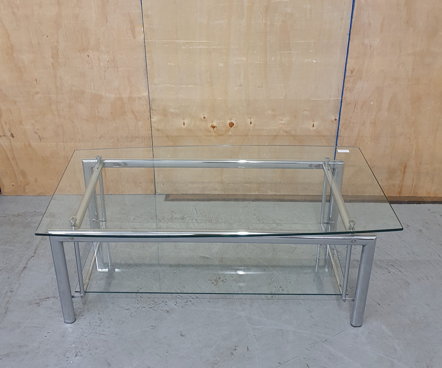 2 Tier Large Glass Top Chrome Frame Coffee Table - 103068