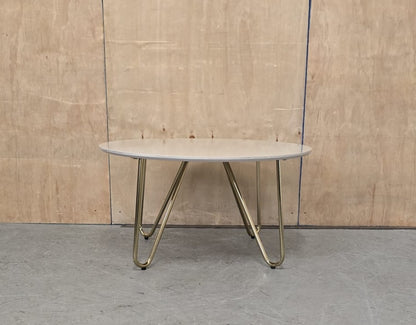 Cream Round Top Coffee Table with Gold Legs - EL104753