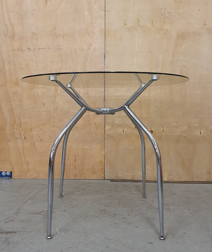 Round Glass Dining Table with Chrome Frame - 104879