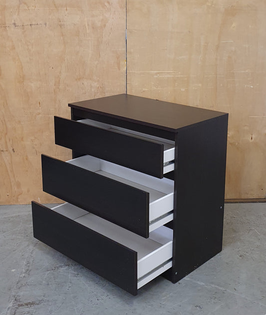 Small 3 Drawer Dark Brown Wood Chest of Drawers - EL104585