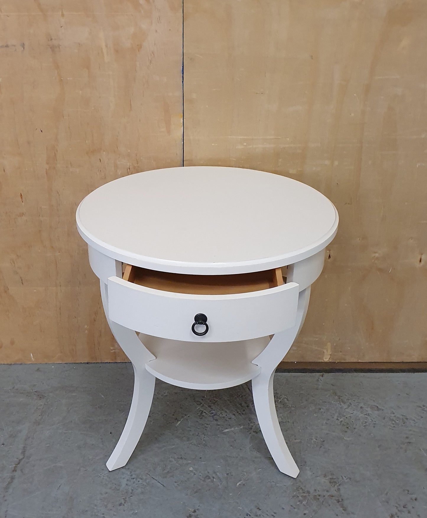 2 Tier Small Round Top 3 Leg Table with Drawer - EL104901