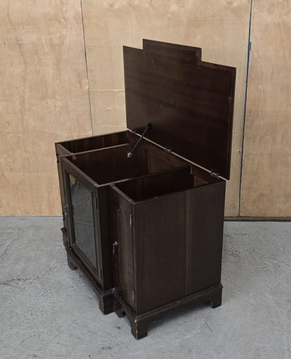 Vintage Mahogany Cabinet with 3 Doors and Open Top - 140925-04