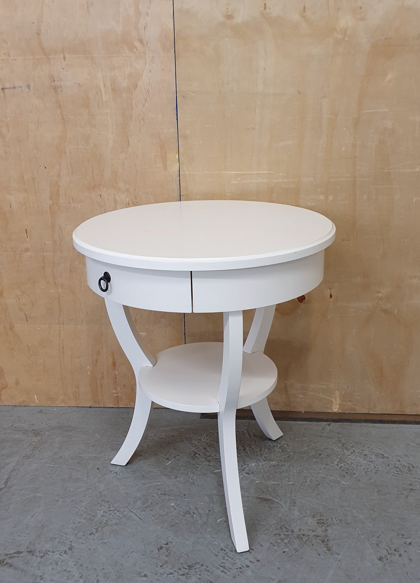 2 Tier Small Round Top 3 Leg Table with Drawer - EL104901