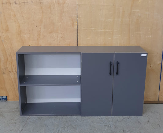 Grey Wood 2 Door Free Standing Cabinet with Internal Shelf - 103858
