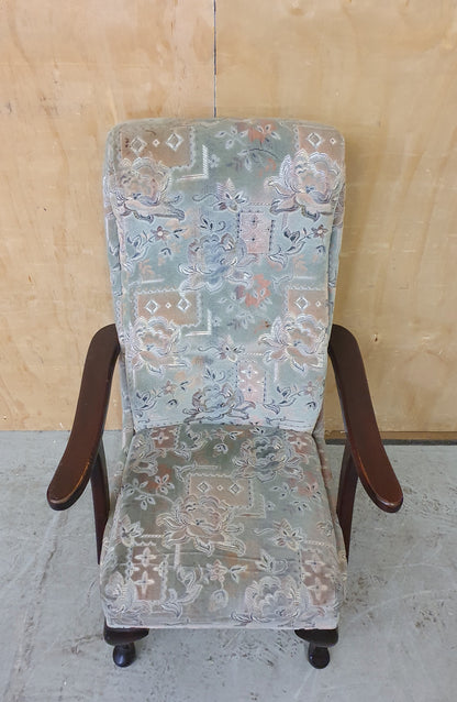 Vintage Highback Velvet Armchair with Cabriole Front Feet - EL104248