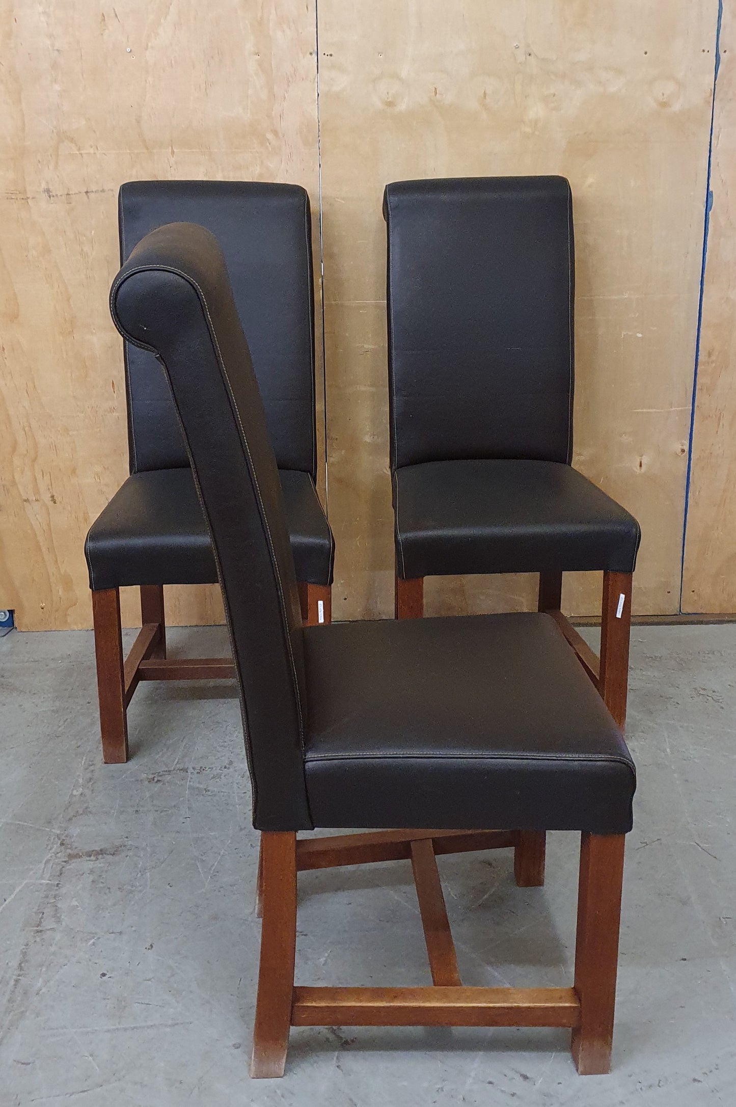 3 Matching Dark Brown Faux Leather High Back Dining Chairs - EL104394 / EL104395 / EL104396