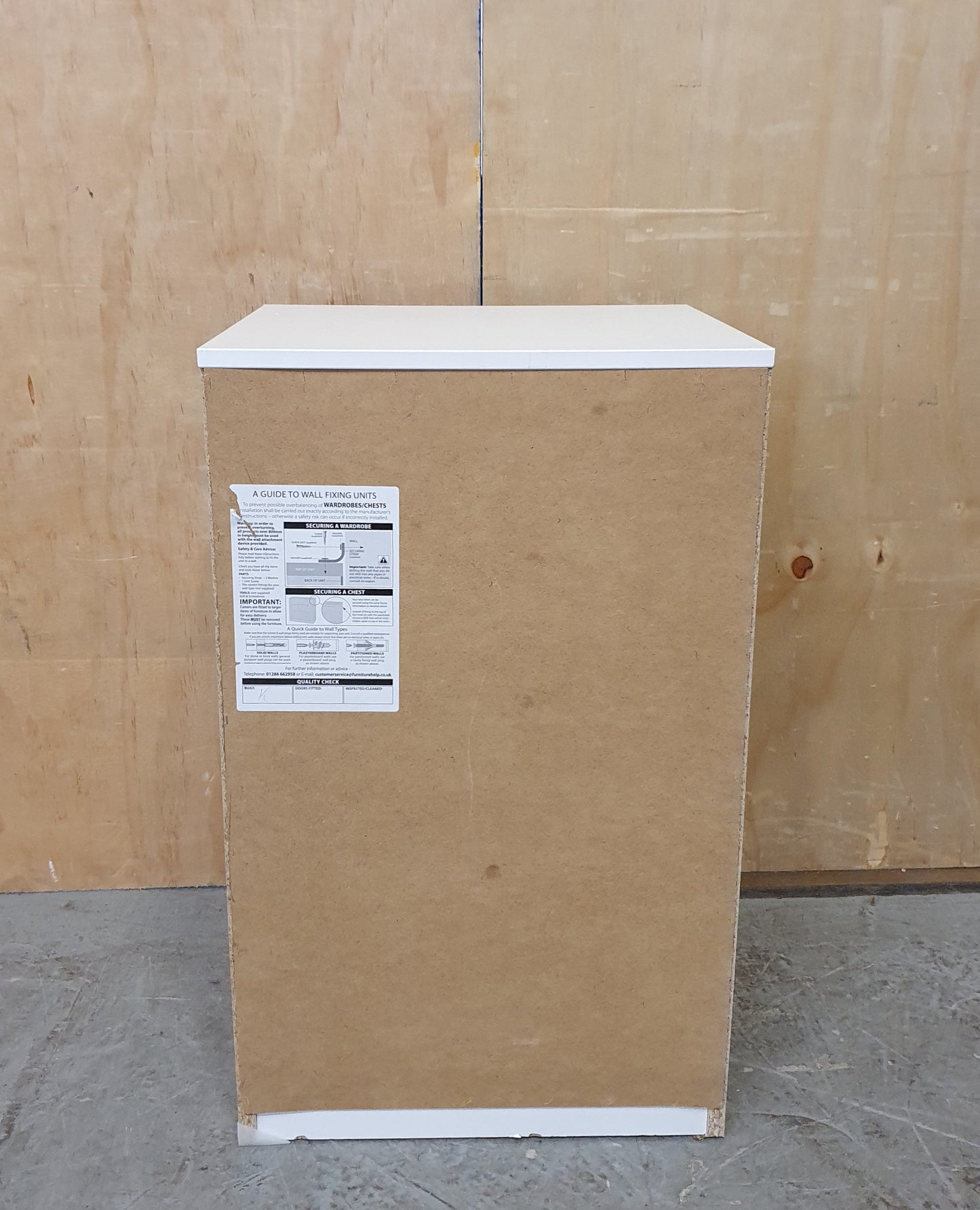 Single White Wood 3 Drawer Bedside Cabinet with Grey High Gloss Front - 190925-01