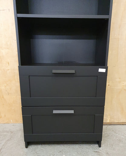 IKEA BRIMNES Tall Black Bookcase with 2 Bottom Drawers - 104792
