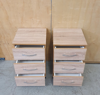 2 Matching Wood 3 Drawer Bedside Cabinets - EL104528 / EL104529