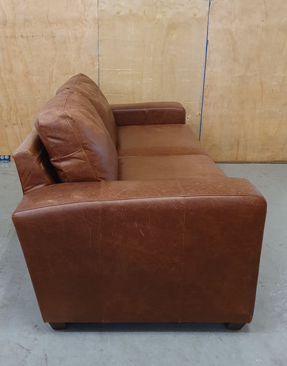 NEXT Brown Soft Leather 2 Seater Sofa Bed - 103909