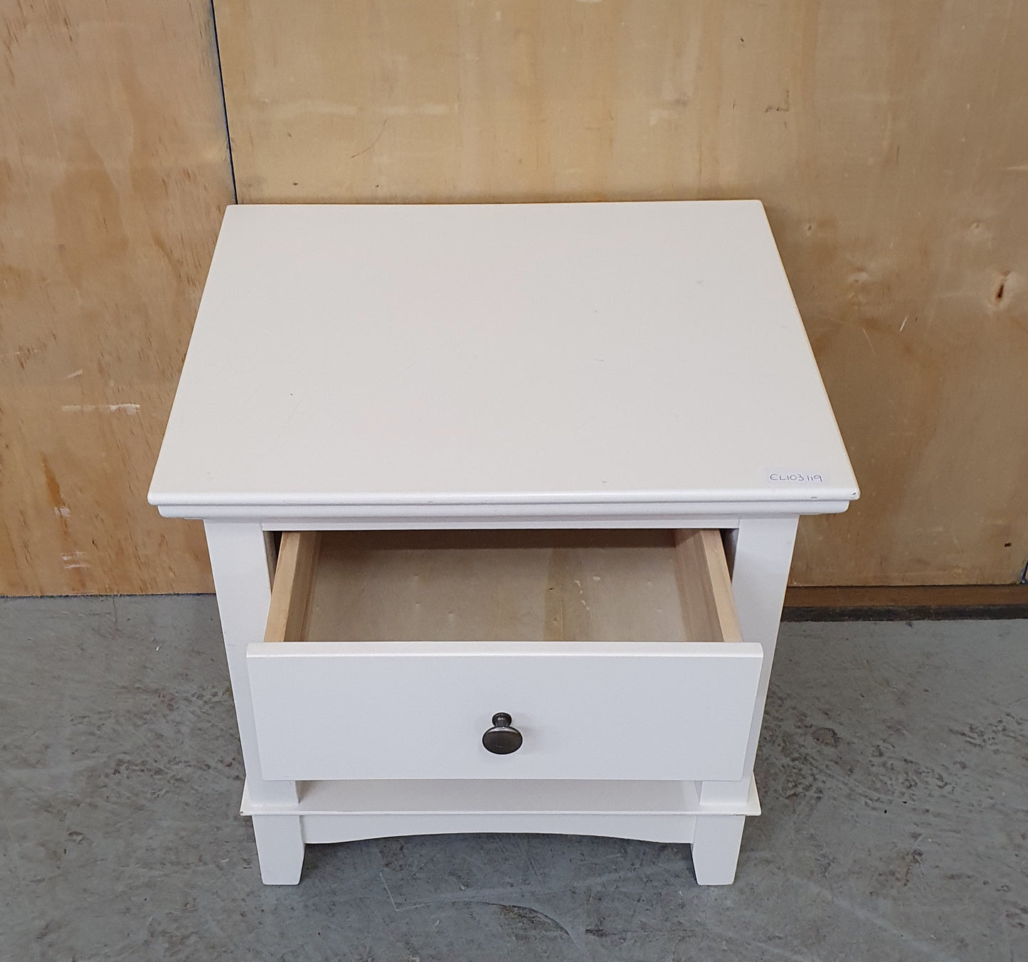 2 Tier White Wooden Bedside Cabinet with Drawer - EL103119