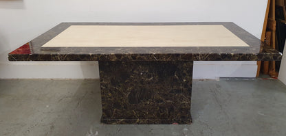 Large Heavy Brown Faux Marble Dining Table - 104429