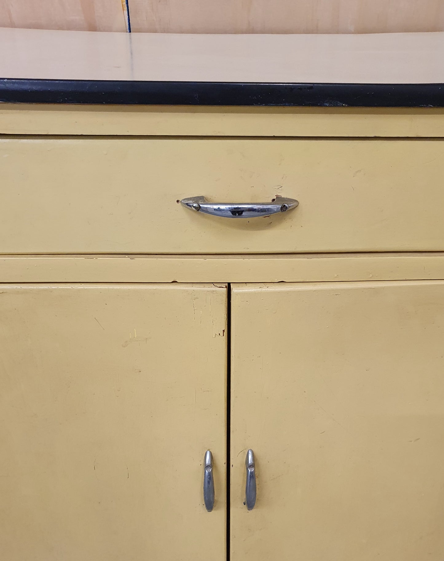Vintage Small 2 Door 1 Drawer Free Standing Wood Kitchen Cabinet - 104033