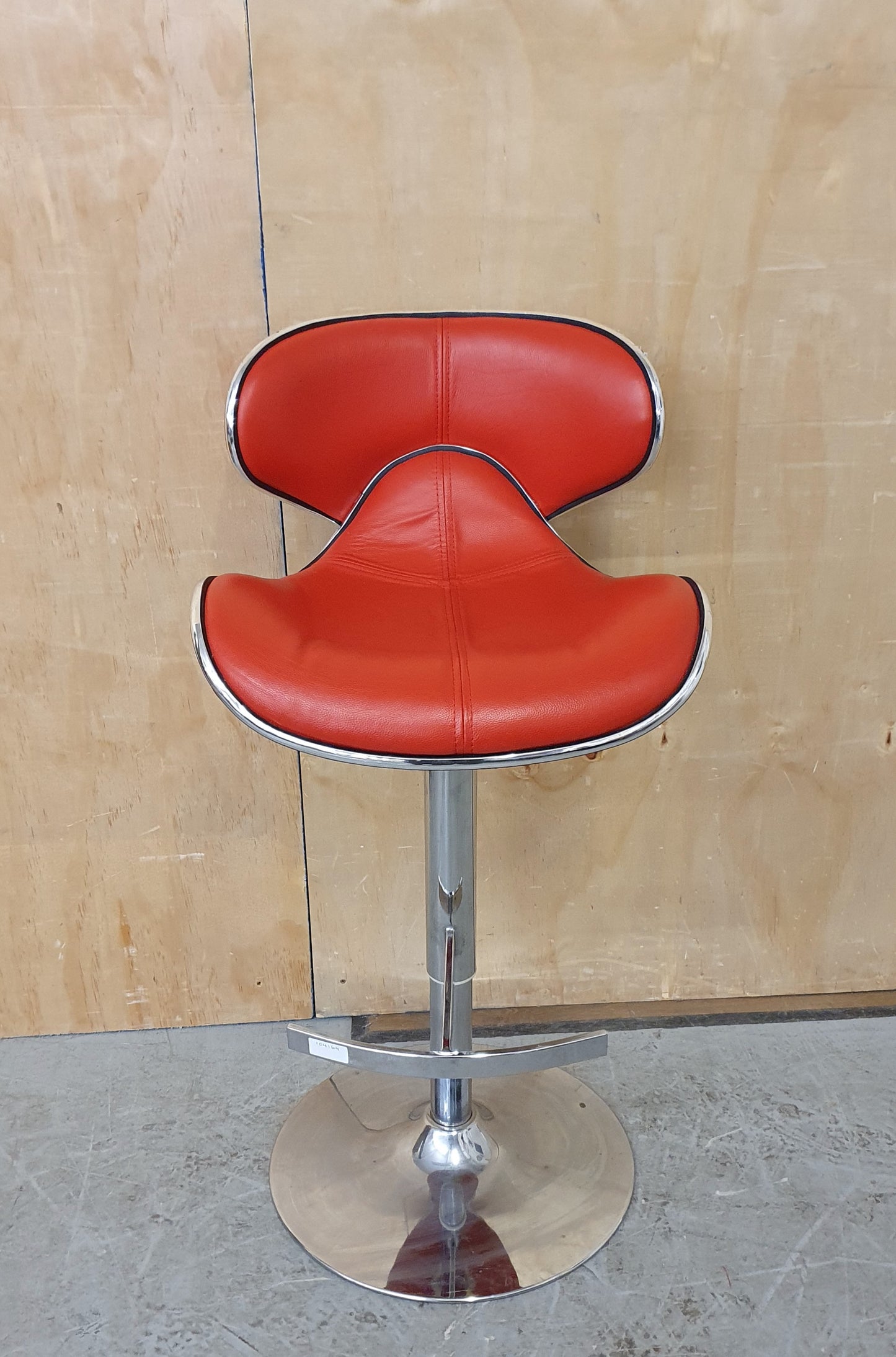 Single Red Leather Height Adjustable Bar Stool with Chrome Frame - 104164
