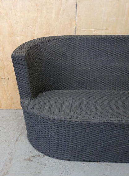 Dark Grey Oval Shape Plastic Weaved Garden Sofa - EL104055