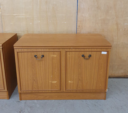 Two Matching Wooden Cabinets with Pull Out Shelf and Doors - EL103044