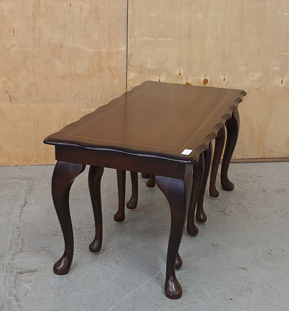 Mahogany Large Coffee Table with 2 Small Nest of Tables and Cabriole Legs - EL102783