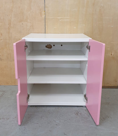 Pink and White 2 Door Children's Storage Cabinet with Interior Shelving - EL103045