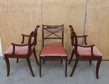 6 Matching Wood Frame Dining Chairs with Pink Soft Fabric Seats - 103464/103465/103466/103467/103468/103469