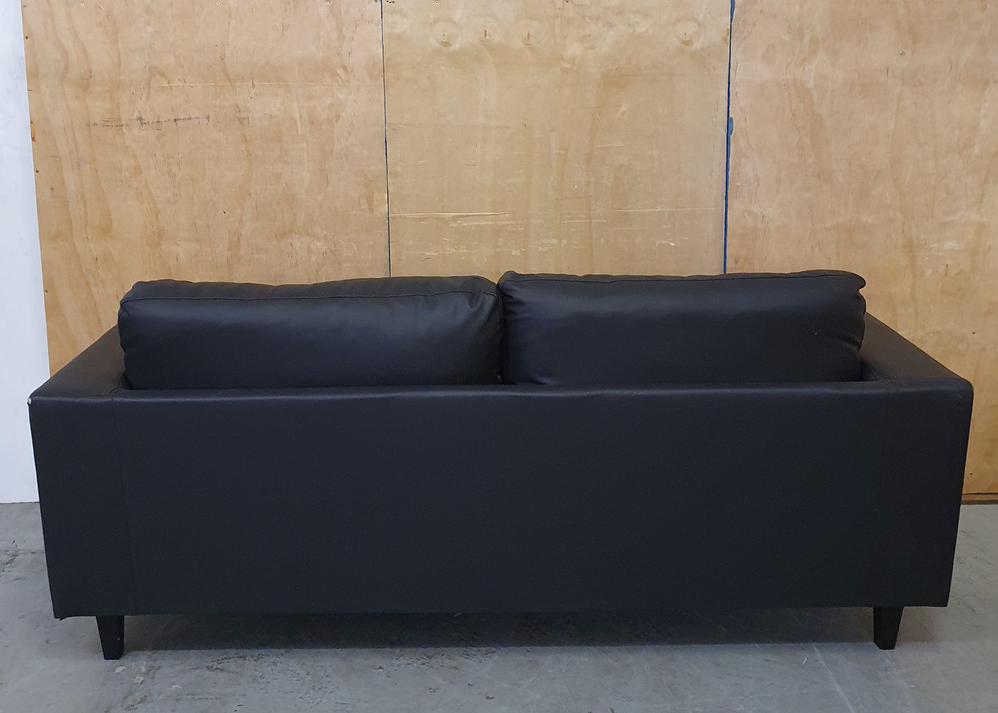 Black Faux Leather 2 Seater Sofa - 104863