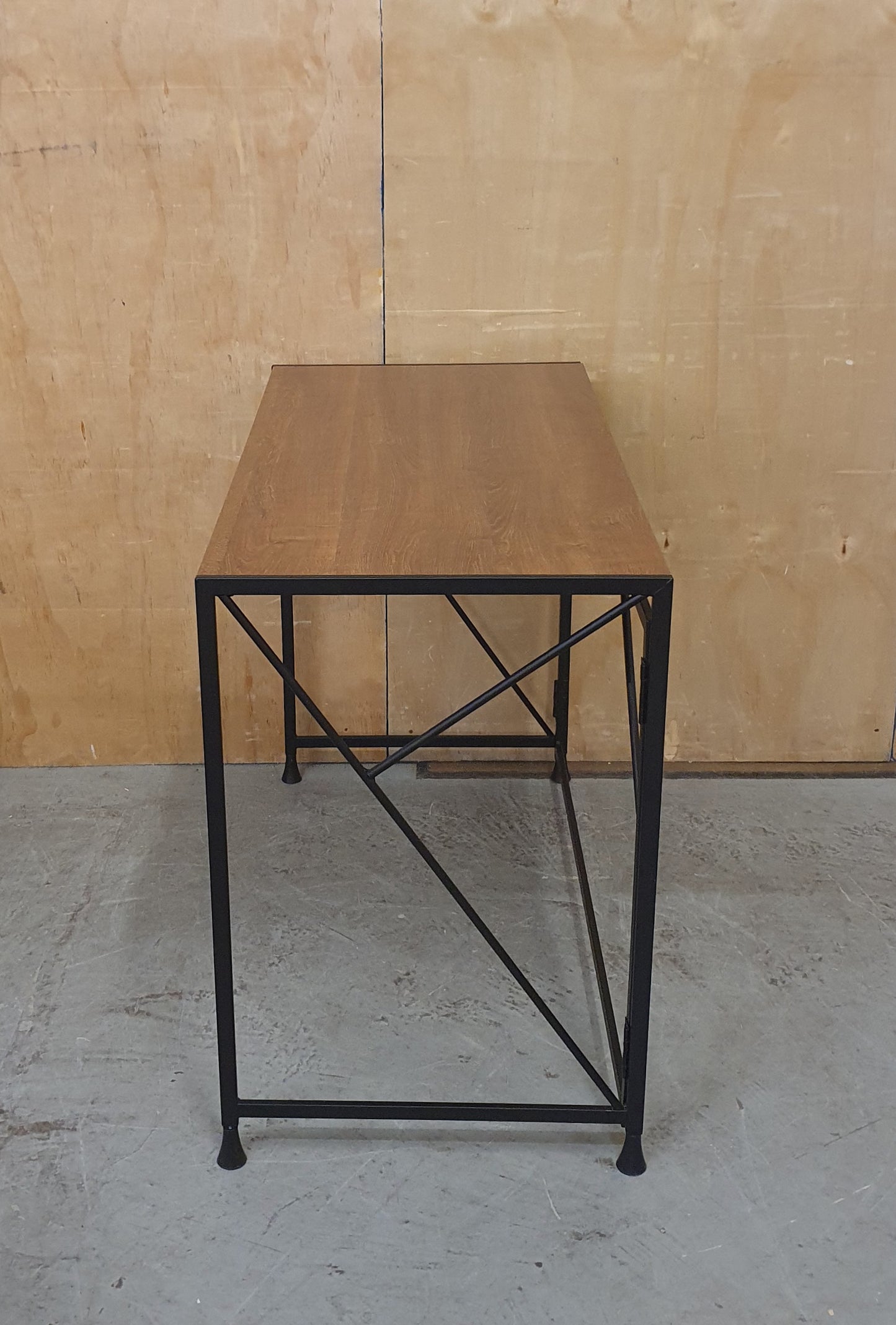 Small Modern Desk with Wood Top and Black Metal Frame - 104835