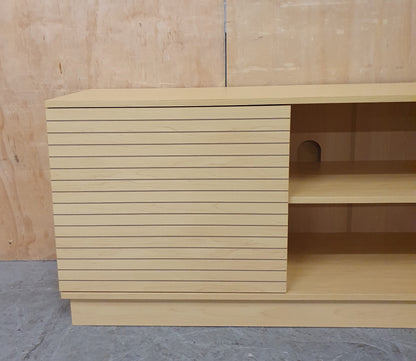 Wood TV Stand with 2 Slatted Doors and Internal Shelves - 104825