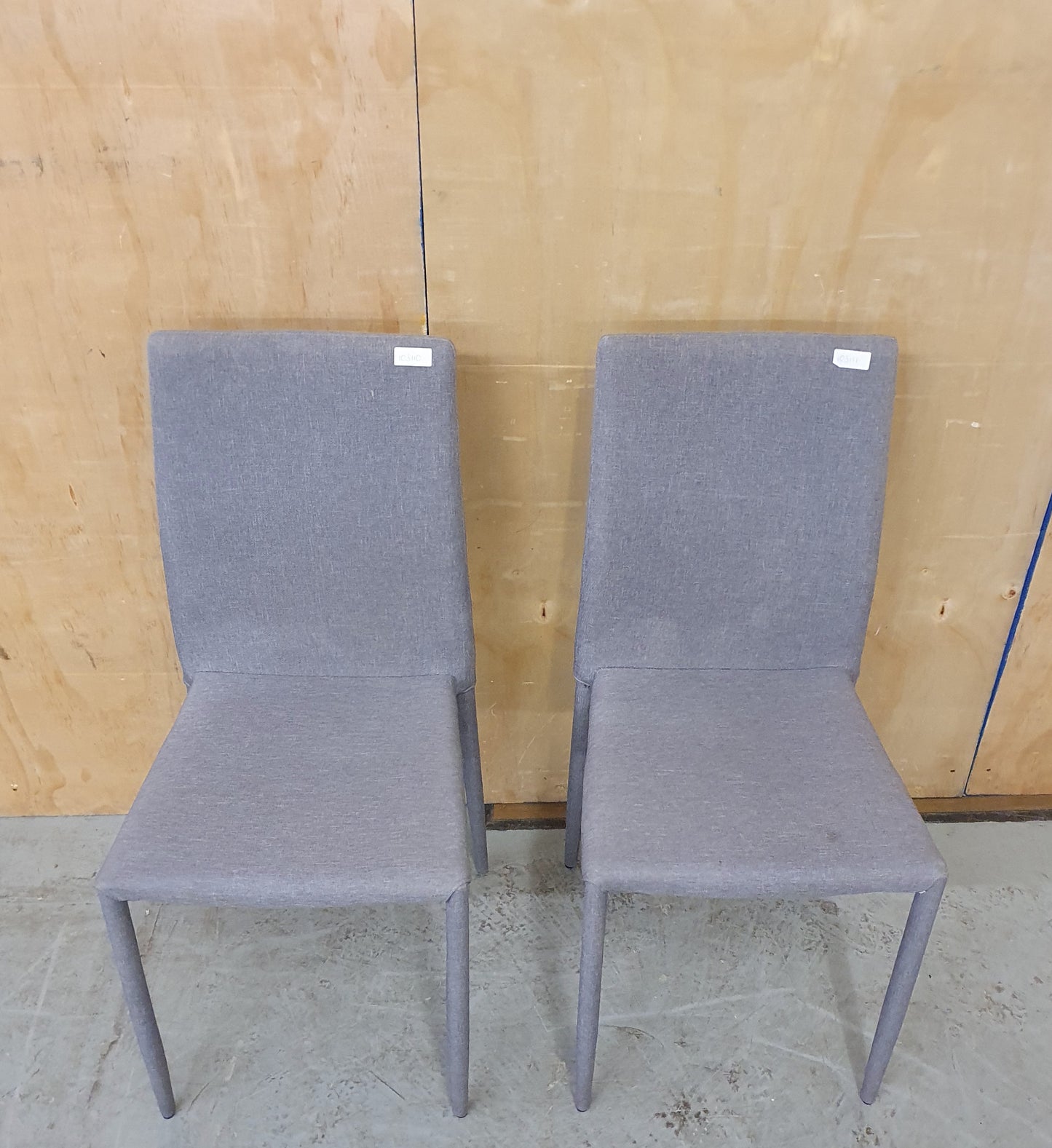 2 Grey Matching Fabric Stackable Dining Chairs - 103110 / 103111