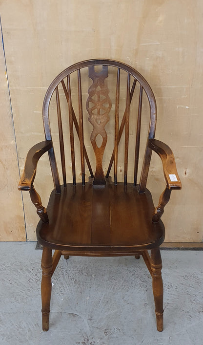 Mahogany Spindle Decorative Back Single Dining Chair with Arms - BB250324-13