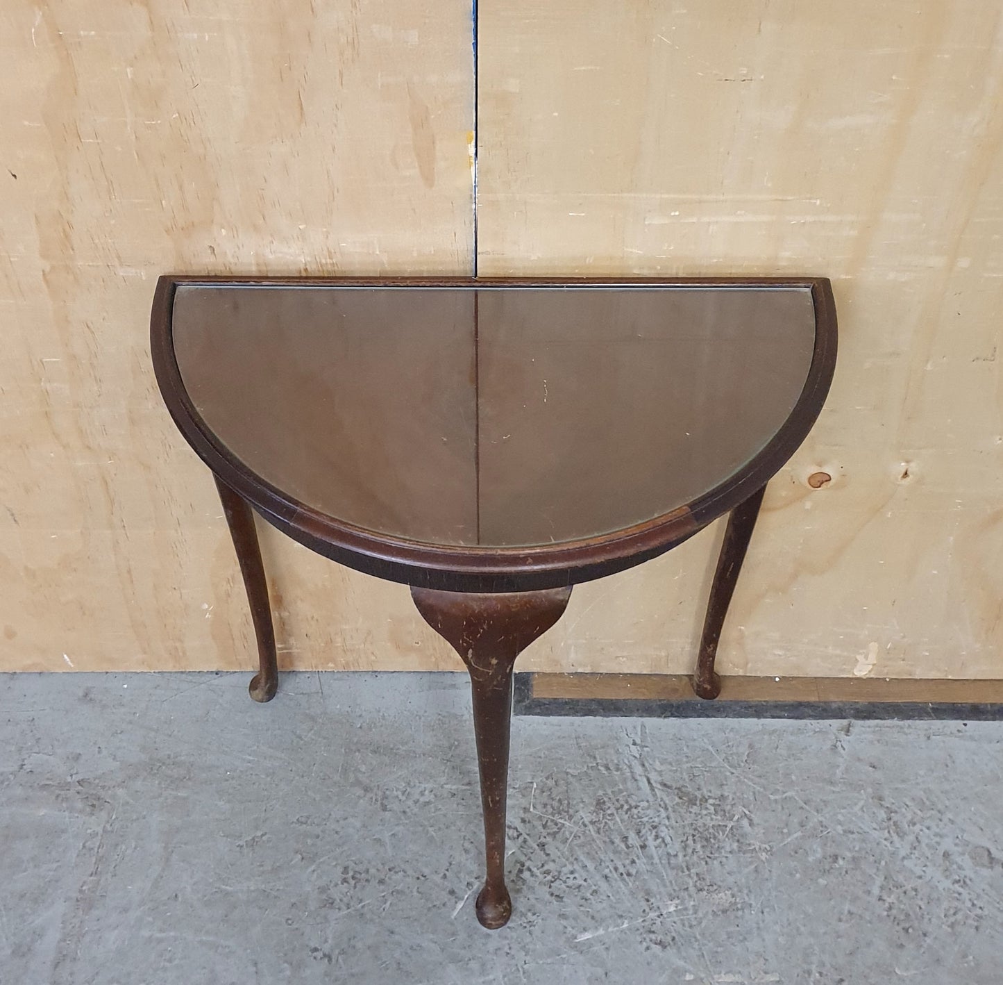 Mahogany Half Moon Glass Top Table with Cabriole Legs - 104900