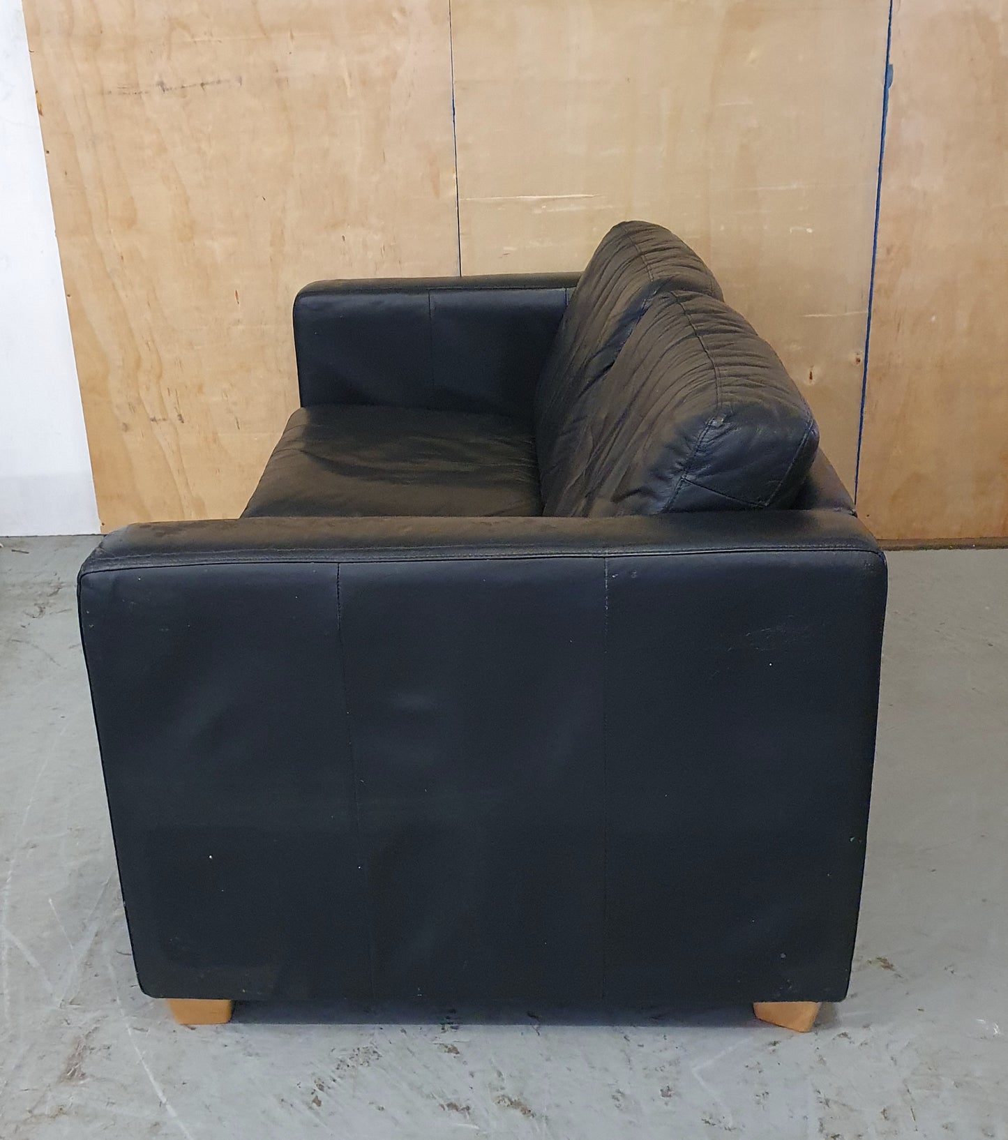 Black Leather 2 seater Sofa - 104108
